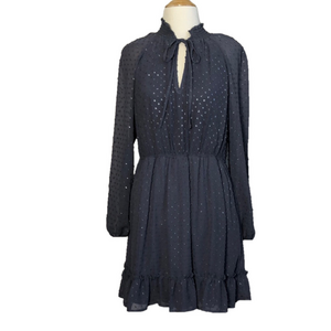 New SPEECHLESS Grey Junior Medium Smock Waist Long Sleeve Ruffle Dress Romantic